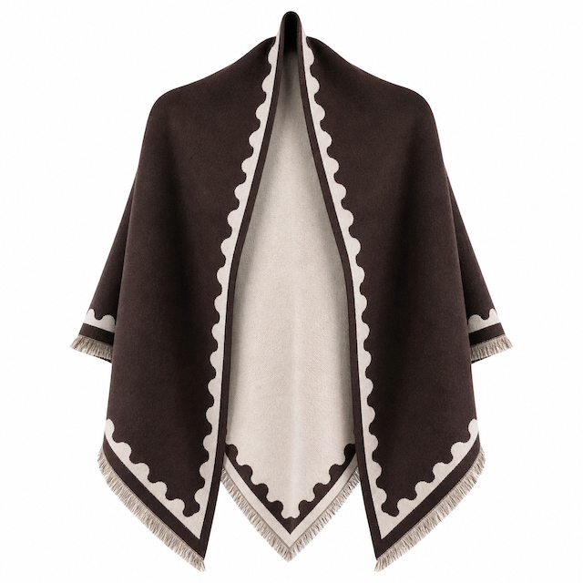 Scalloped Edge Elegance Triangle Wrap: 07 BRN