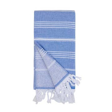 Hawaiian Pestemal Turkish Towel Terrybacking -Blue