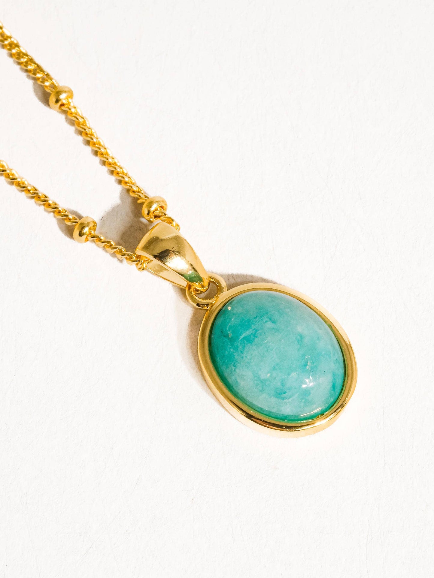 Caillou 18K Gold Assorted Natural Stone Necklace: Amazonite
