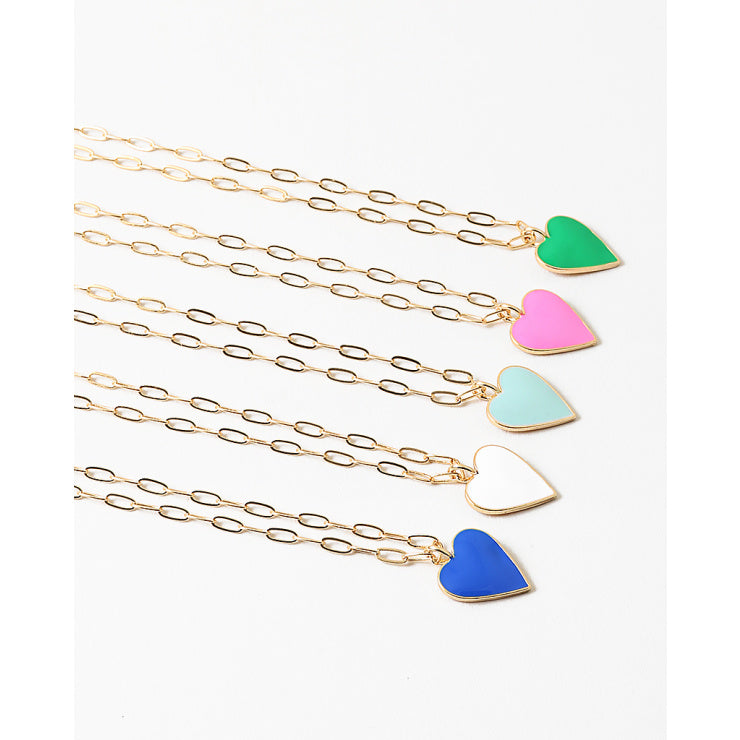 Green Enamel Heart Necklace