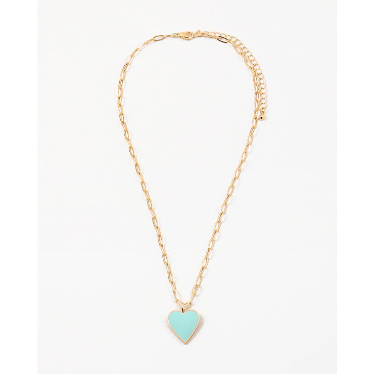 Mint Enamel Heart Necklace