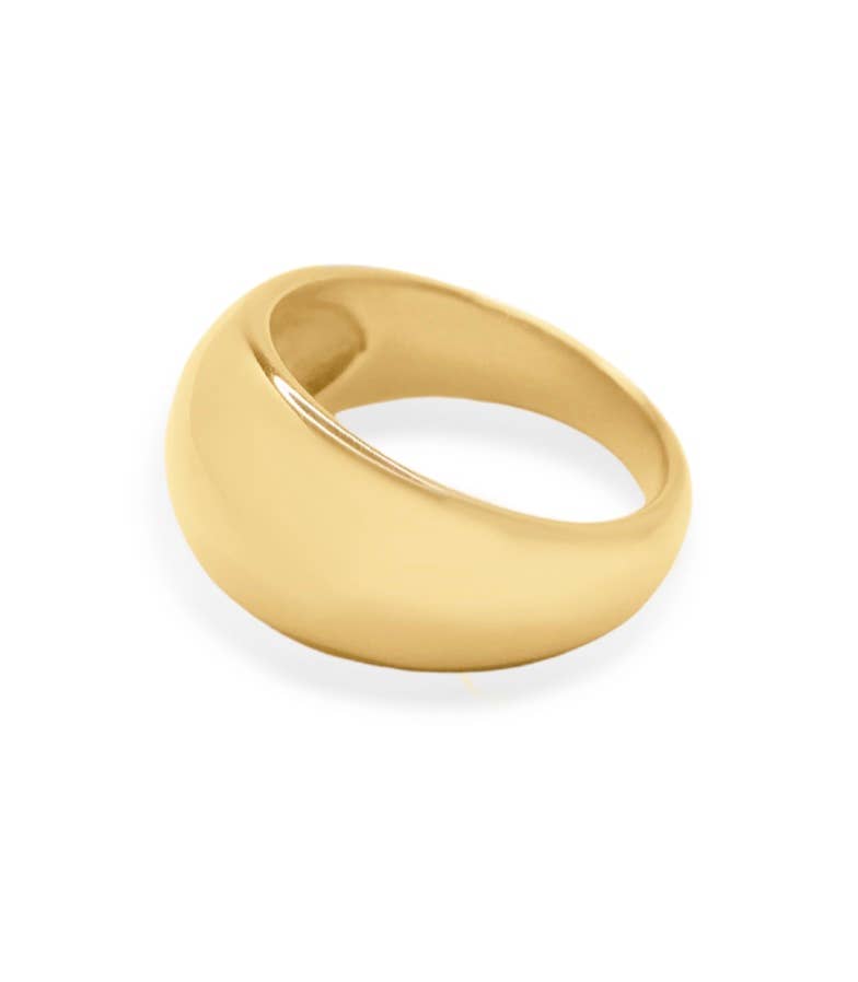 Dome Ring-Stacking- Steel 14K gold or Silver. Waterproof: Gold / 7 NON TARNISH