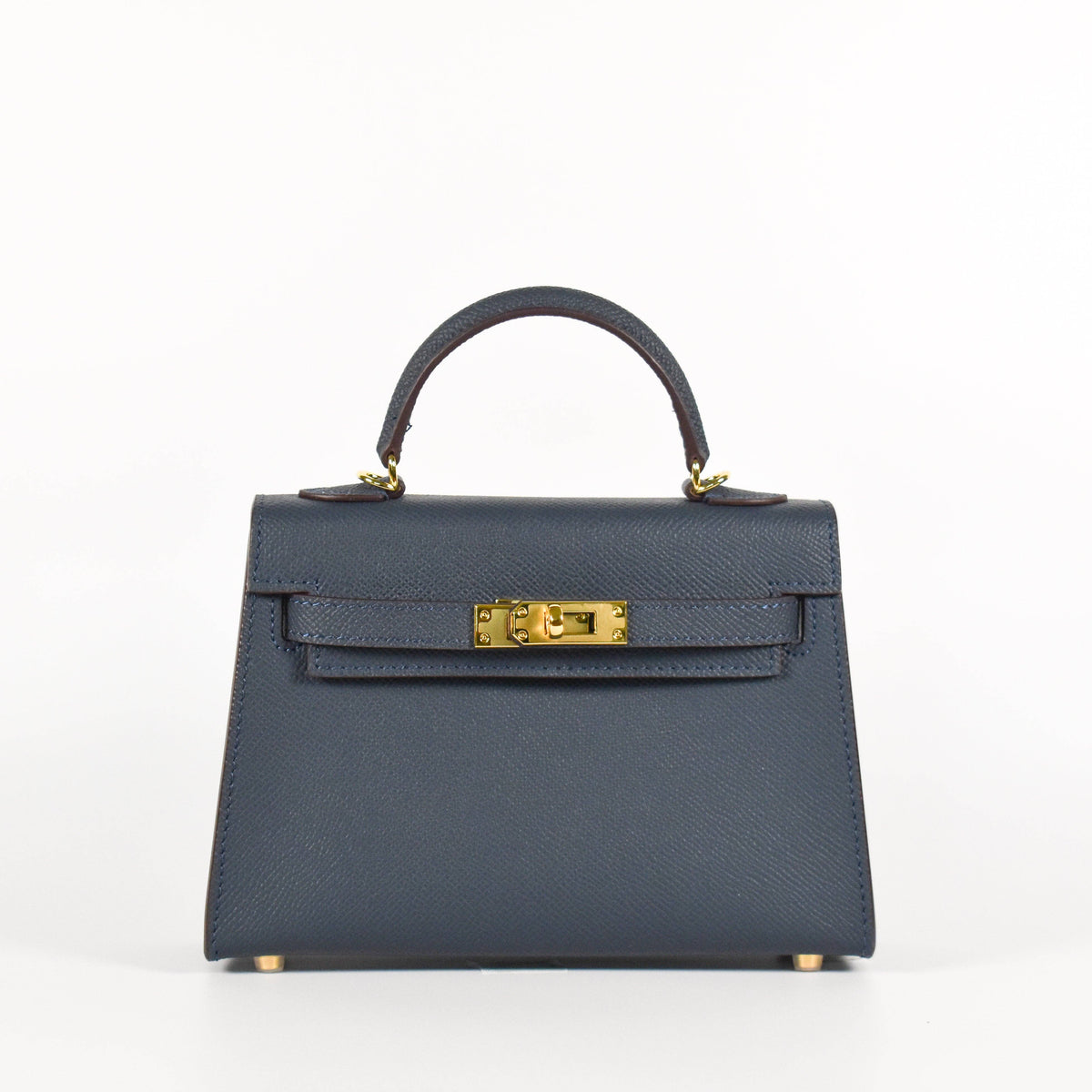 The Jana Leather Satchel Bag: Navy Blue