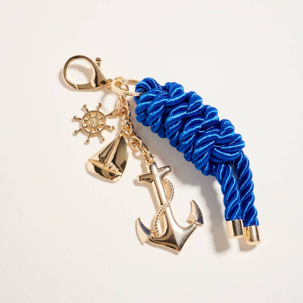 7 Inch Anchor Sail Boat Helm Keychain Bag Charm: Gold / ONE