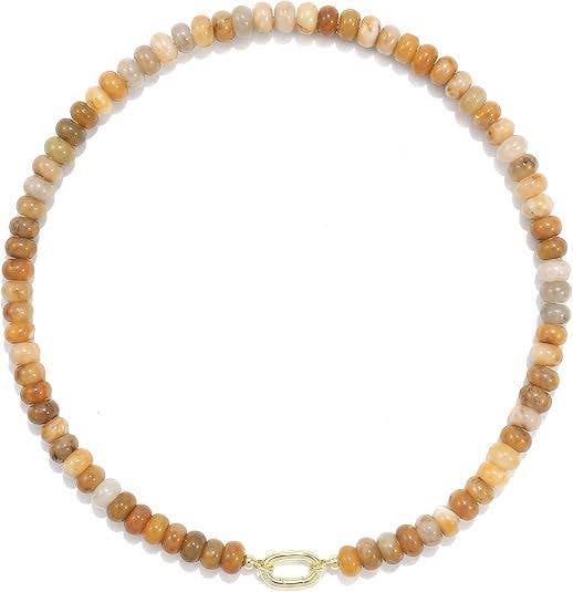 Rondelle Bead Necklace Detachable Oval Metal Buckle Dainty: Color_02 / M