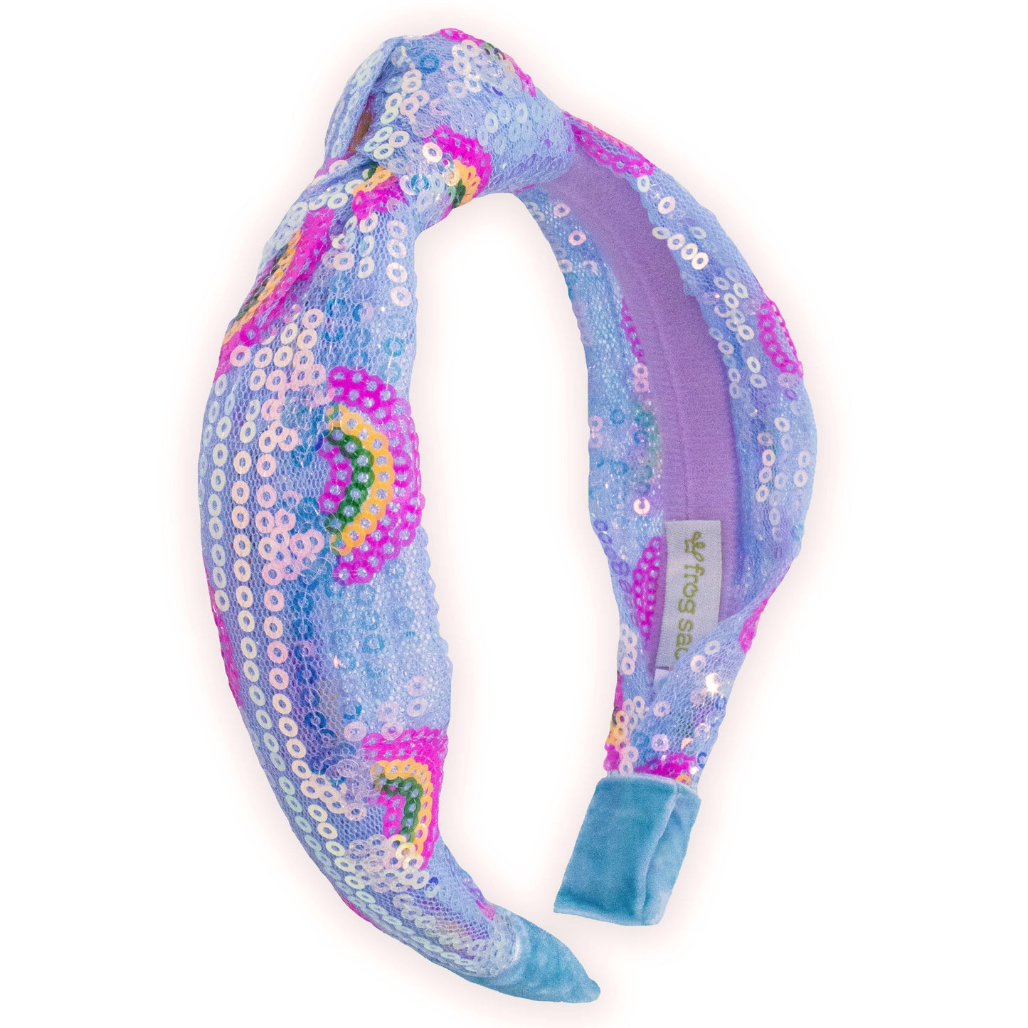 Kids Sequin Knot Headband - Rainbow: Blue