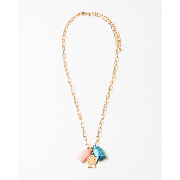 Pink Turquoise Fish Necklace