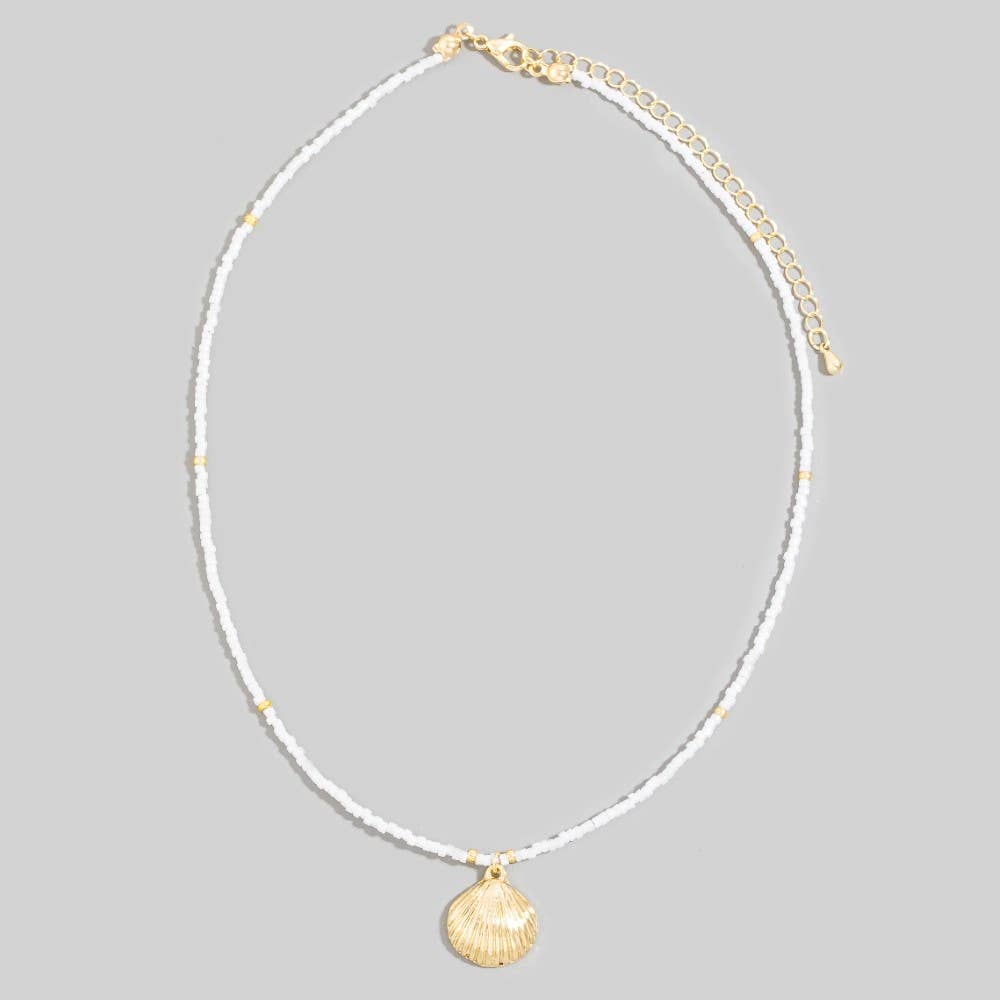 Sea Shell Pendant Seed Beaded Necklace: GDWH