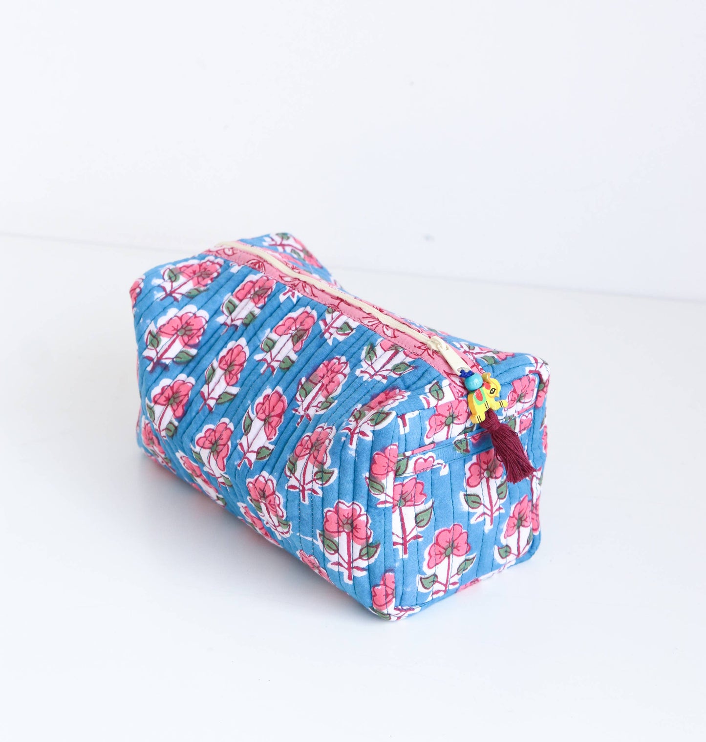 Floral Quilted Makeup Travel Bag - Bridesmaid & Wifey Gift: Medium