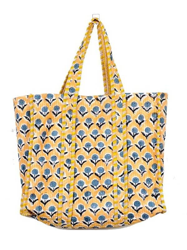 Organic Reversible Quilted Tote Bag | Yellow