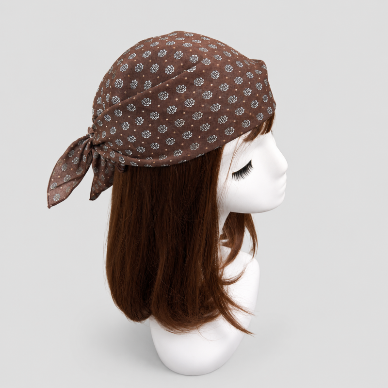 Floral Polka Dots Scarf: Brown with Polka Dot Flowers / One Size