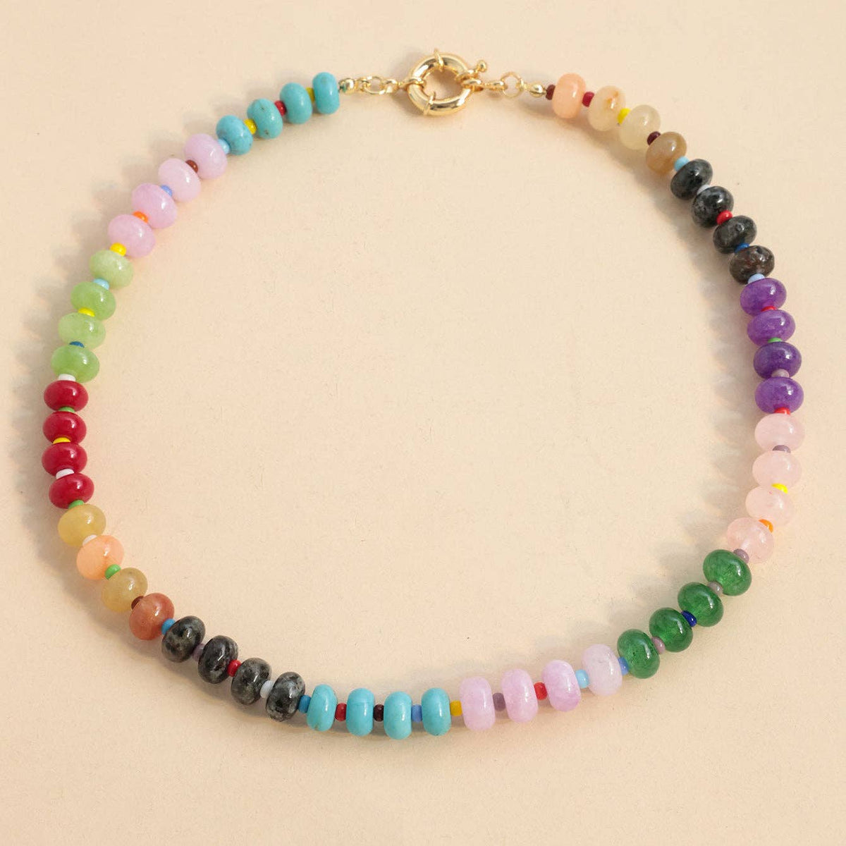 Colorful Beaded Statement Necklace: 2 / One Size
