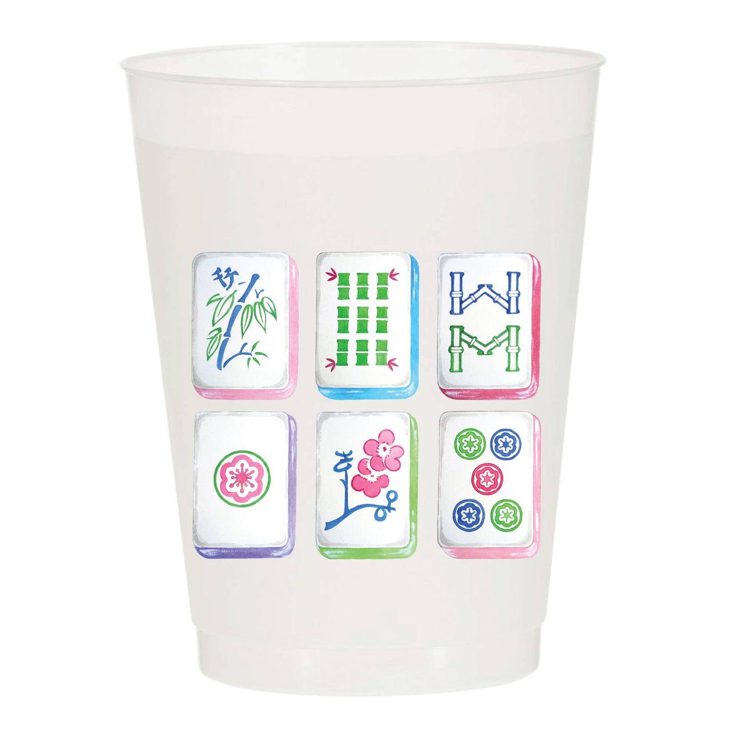 Mahjong Tiles Frosted Cups - Mahjong: Pack of 6