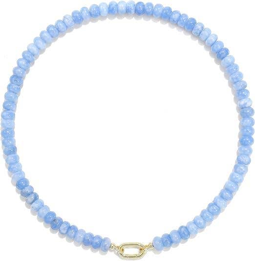 Rondelle Bead Necklace Detachable Oval Metal Buckle Dainty: Color_04 / M