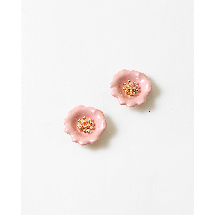 Pink Enamel Flower Stud