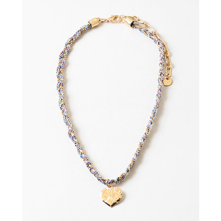 BLUE/ MULTI GOLDEN HEART NECKLACE