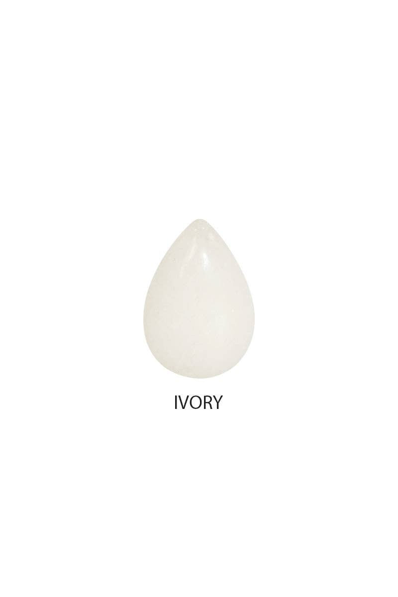 18K Gold Plated Brass Chain W Stone Drop Necklace: IVORY / ONE