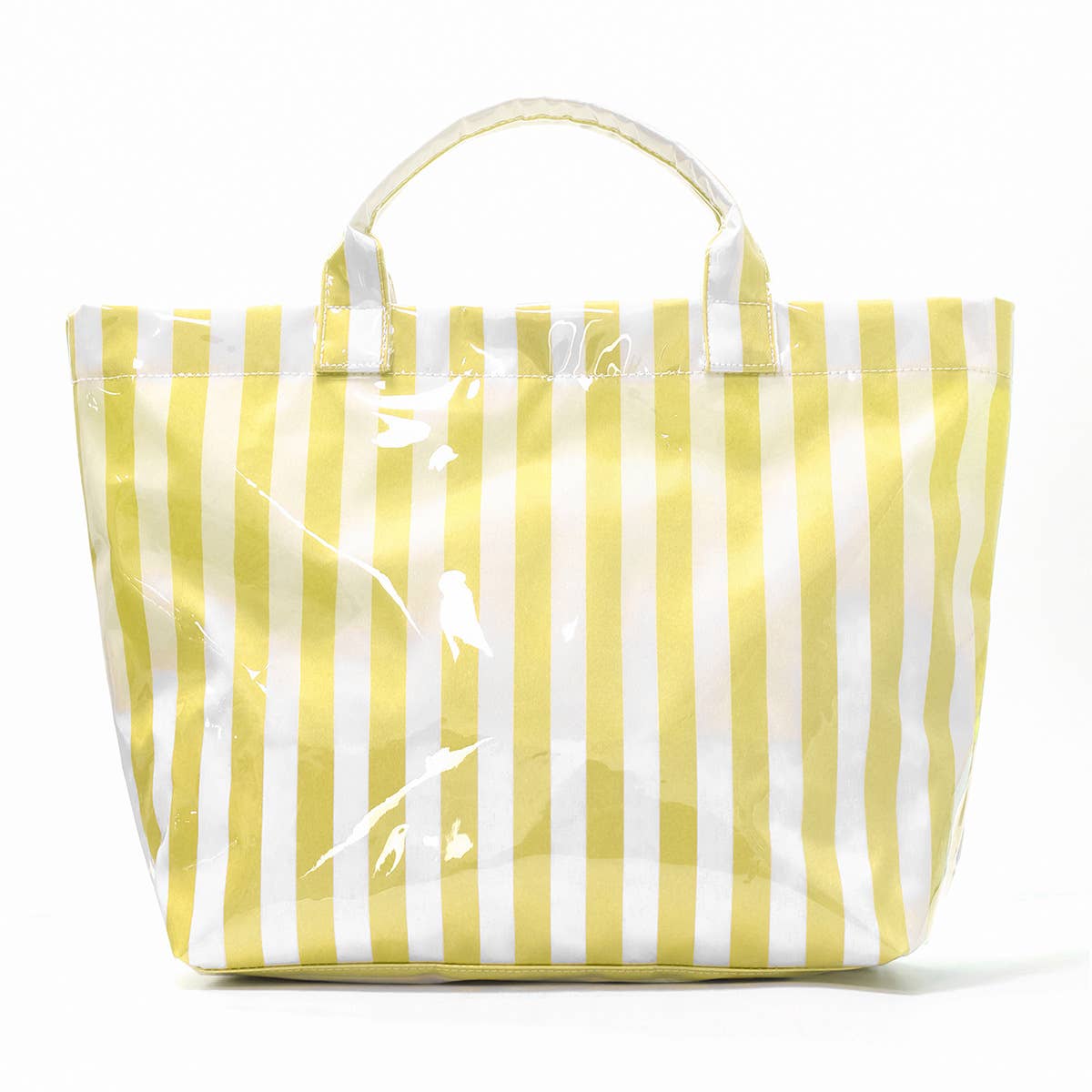 Colorblock Striped Tote Bag Snap Waterproof Beach Bag: Yellow / M