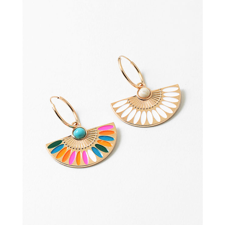 White Fan Drop Earring