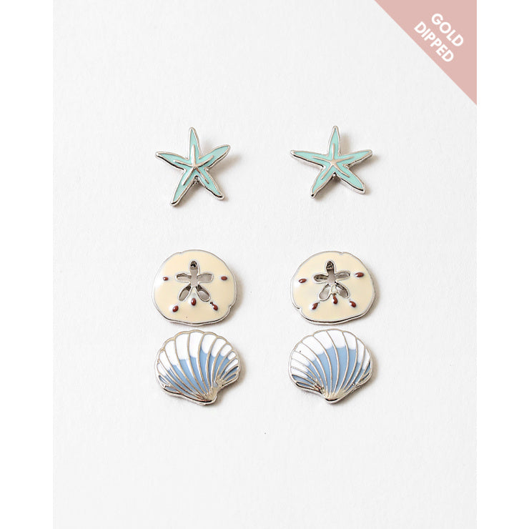 SILVER BLUE & SEA LIFE STUDS SETS