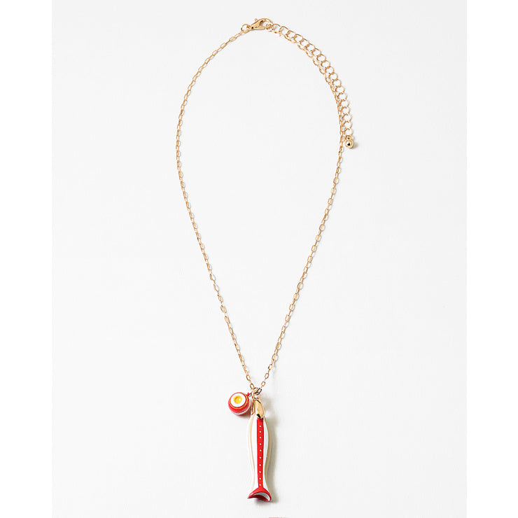 White & Red Fish Necklace