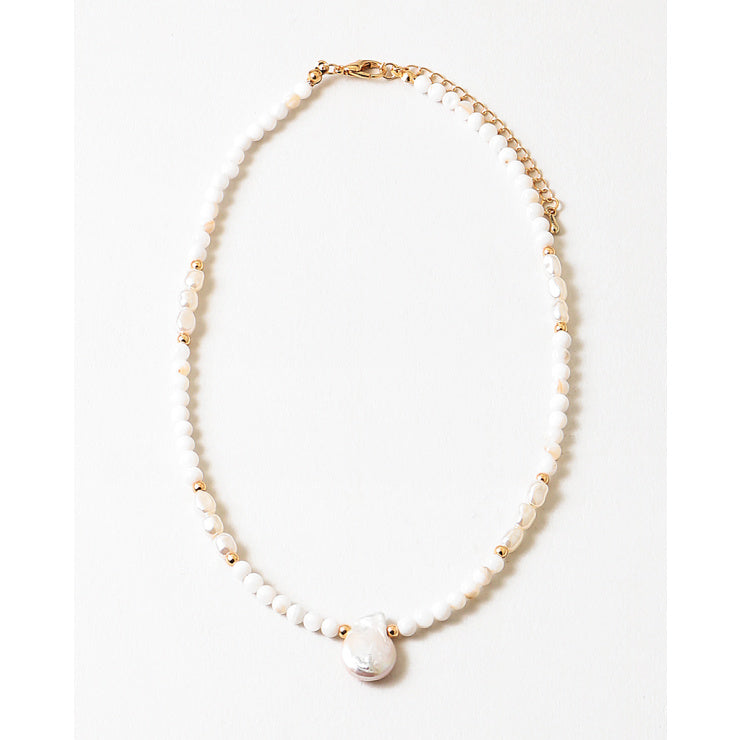 PINK/ PEARL BEADED NECKLACE