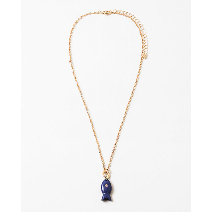 Small Navy Fish Necklace