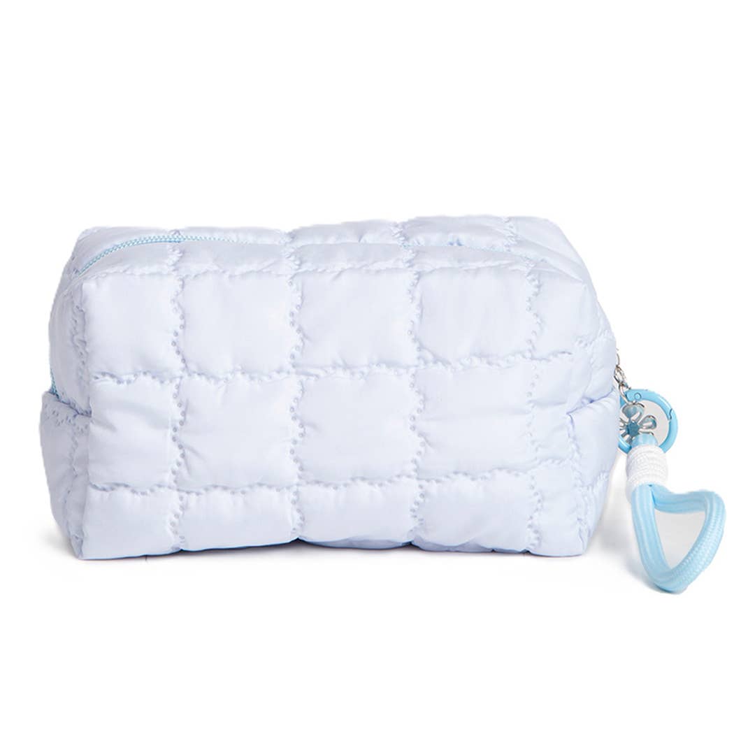 Solid Quilted Wristlet Pouch: BLUE