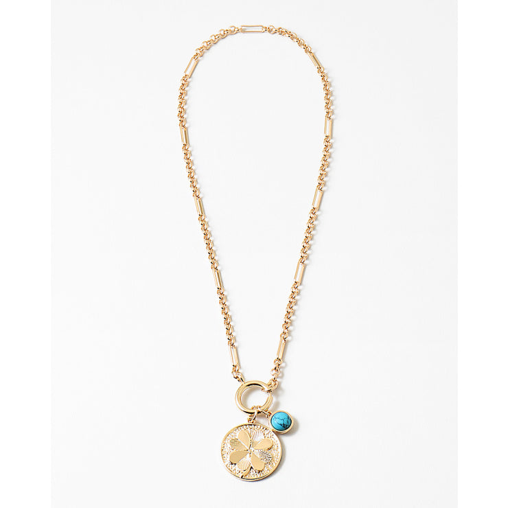 Golden Turquoise Disc Necklace