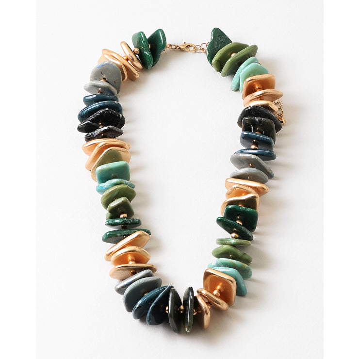Green & Gold Mix Beaded Necklace