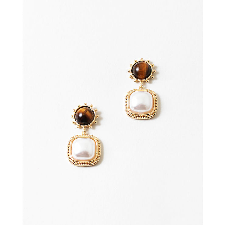 Pearl & Tiger Eye Earring