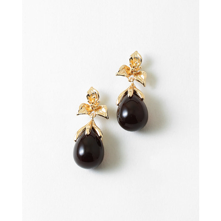 Dark Brown Floral Drop