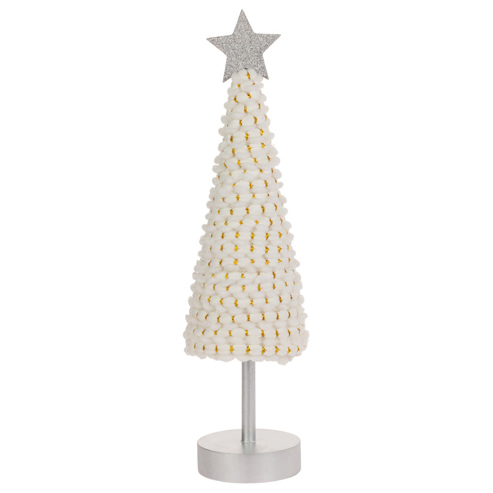 Large White and Gold Cone Tree With Star