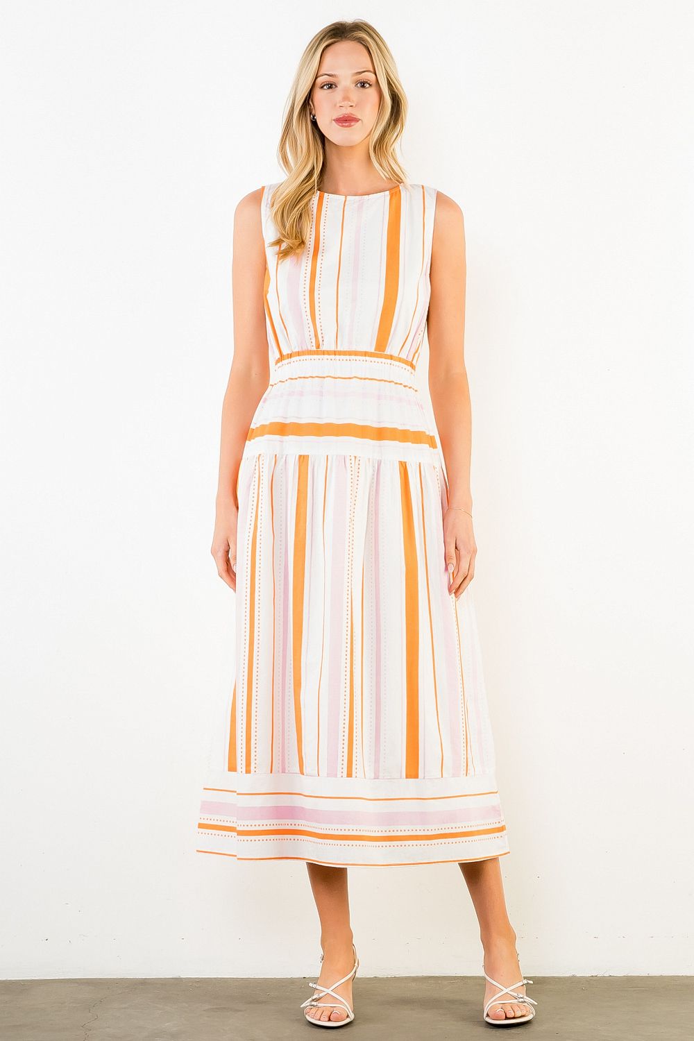 Sleeveless Striped Dress in Pink