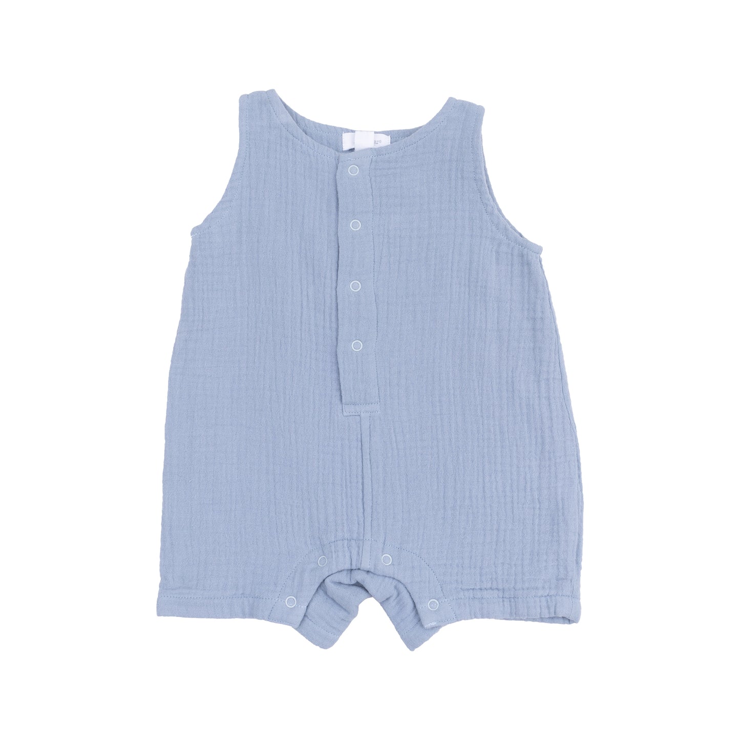 Solid Muslin Dusty Blue Sleeveless Shortie Romper
