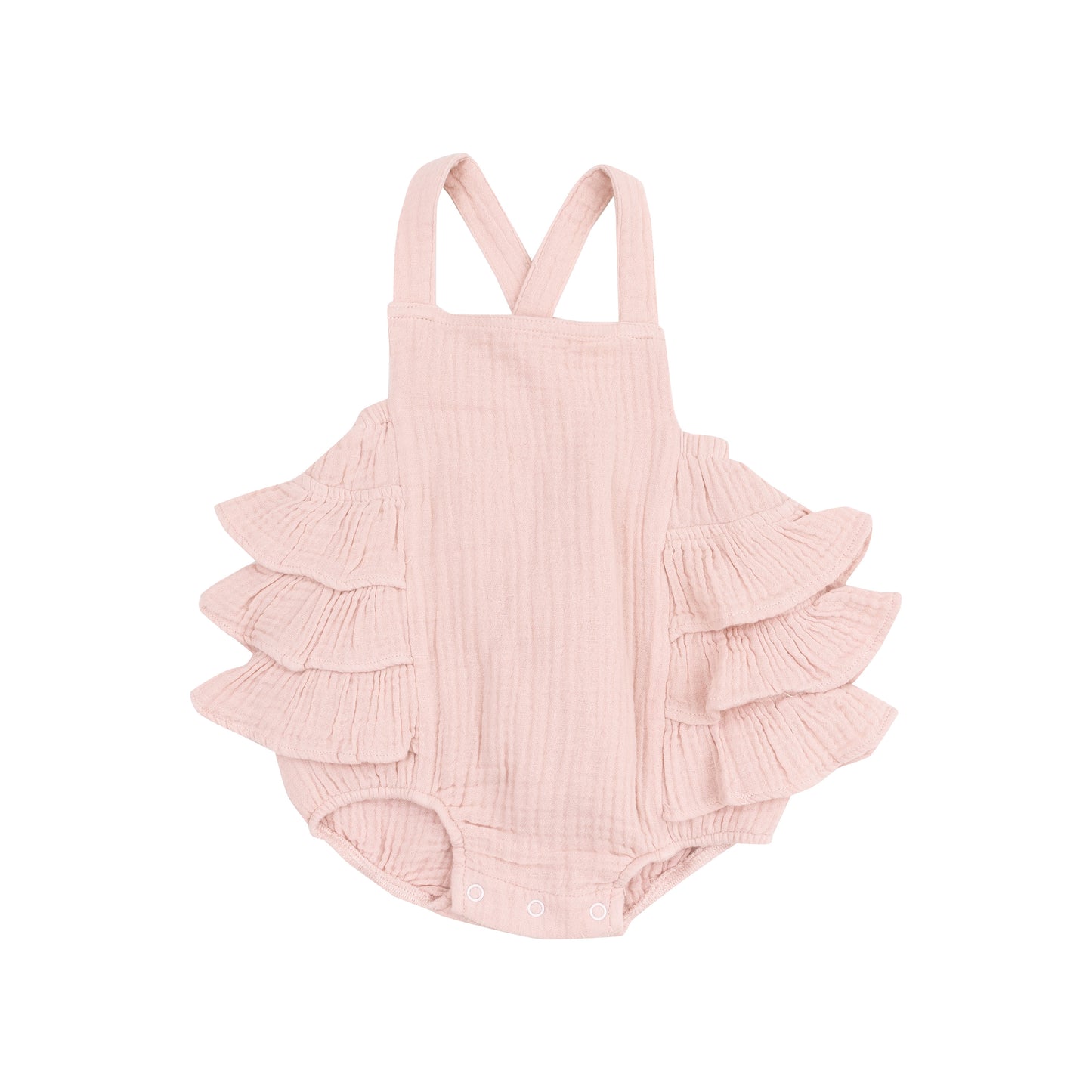 Solid Muslin Rose Smoke Ruffle Sunsuit