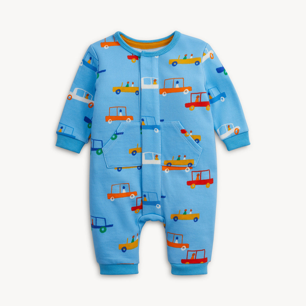 Cars Blue French Terry Boys Romper