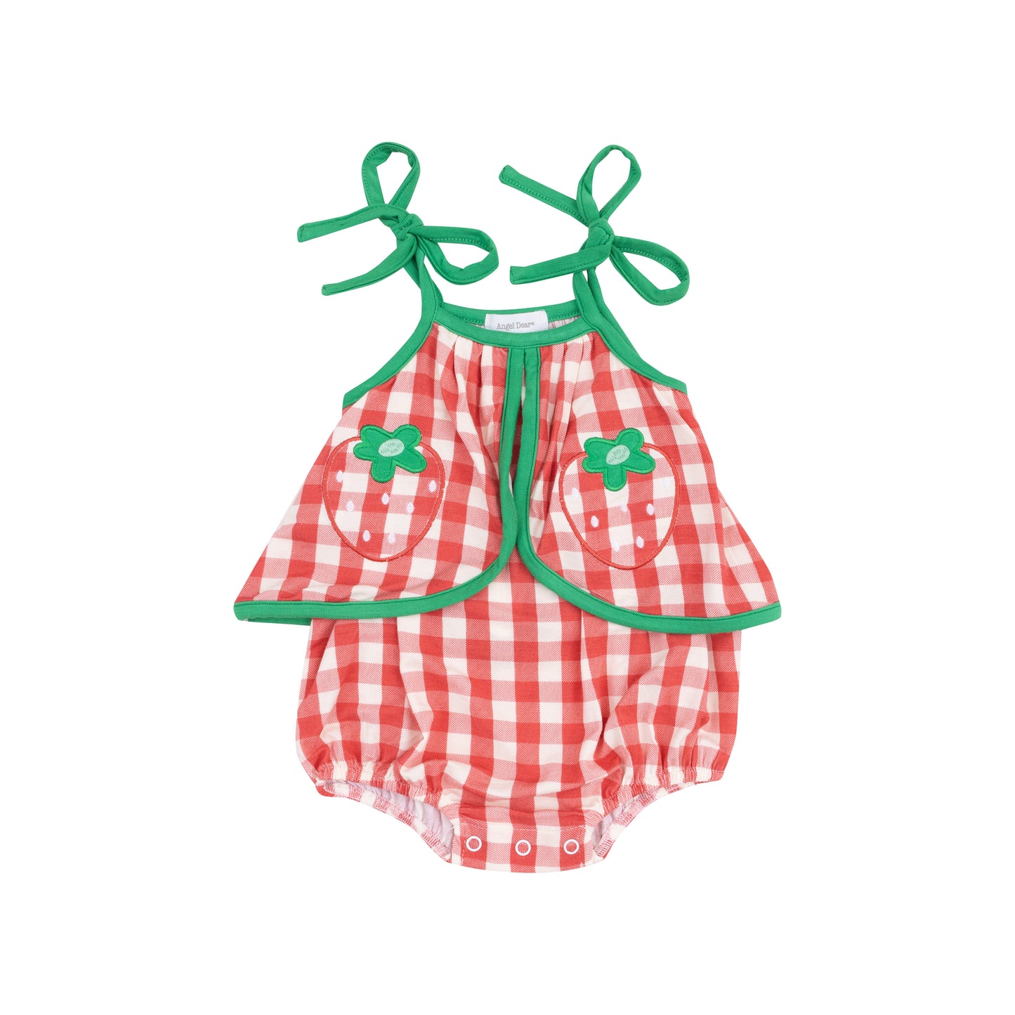Strawberry Gingham Swing Front Sunsuit With Applique