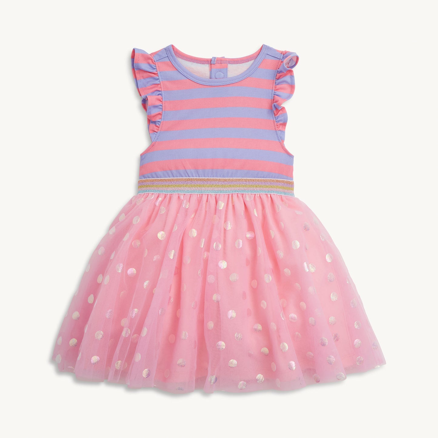 Shell Pink Strp Flutter Slv Girls Tutu Dress