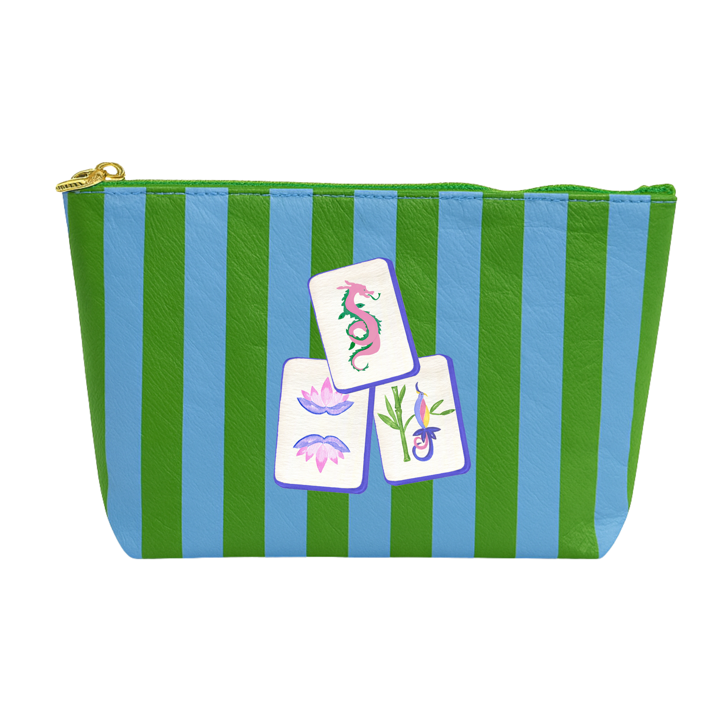 Mahjong Bag Preppy Tile bag | Green & Blue Stripe