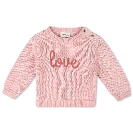 Love  Embroidered Chunky Knit Baby Sweater (Organic)