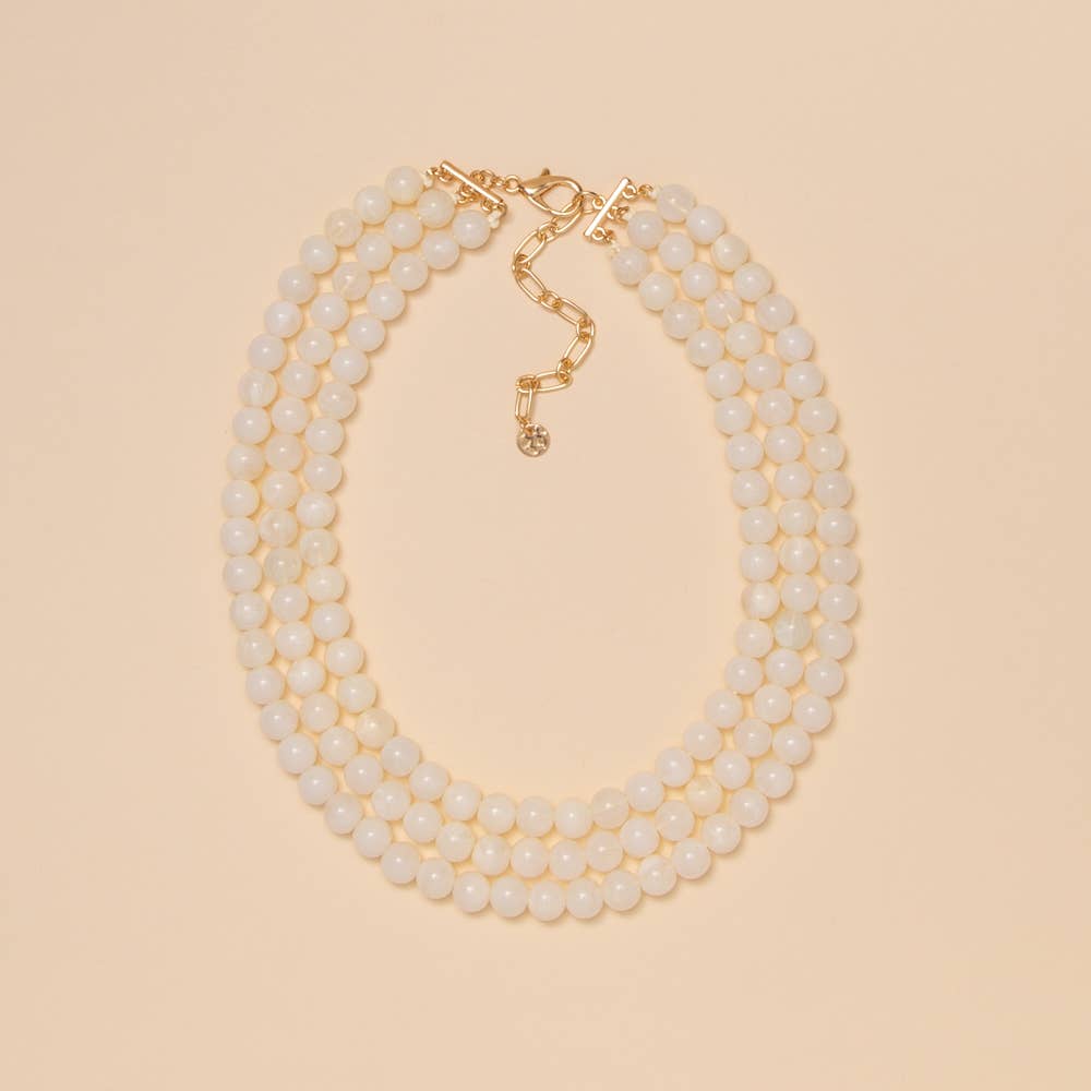 Multi Strand Marble Necklace: Ivory