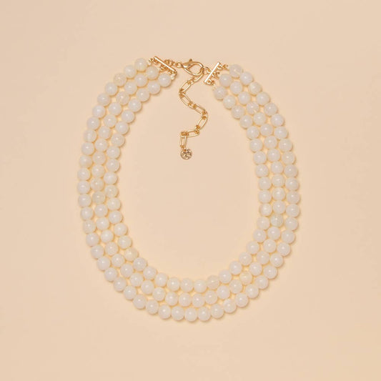 Multi Strand Marble Necklace: Ivory