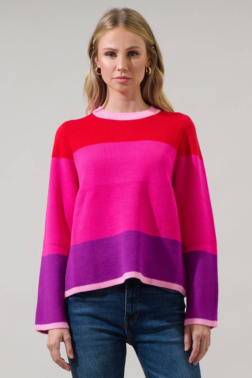 Delanie Multi Color Bell Sleeve Sweater