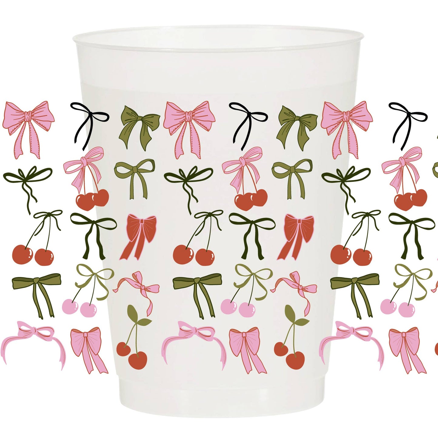 Bows and Cherries Full Wrap Frosted Cups -Girly