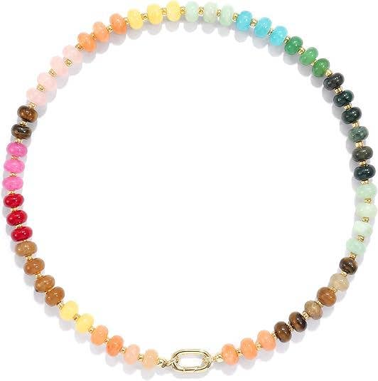 Rondelle Bead Necklace Detachable Oval Metal Buckle Dainty: Color_05 / M
