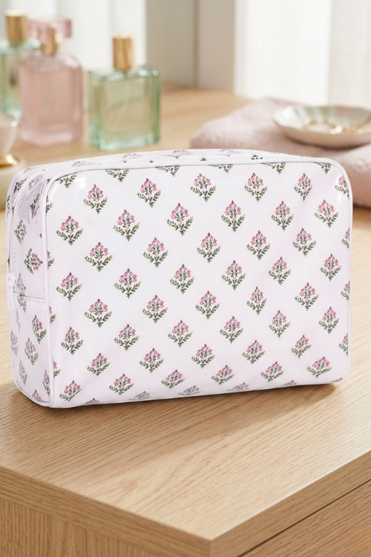 Lillian White Floral Clear Coat Cosmetic Bag