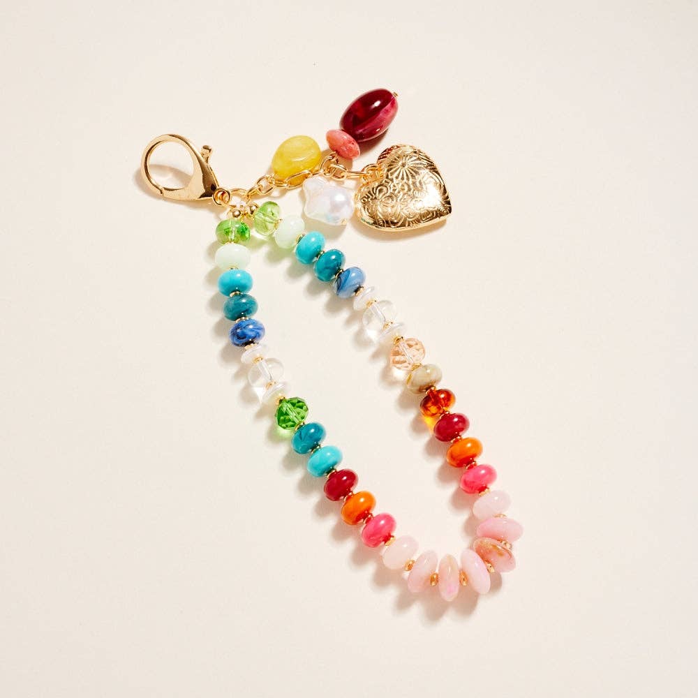Colorful Resin Bead Puffy Heart Keychain Bag Charm: Multi / ONE