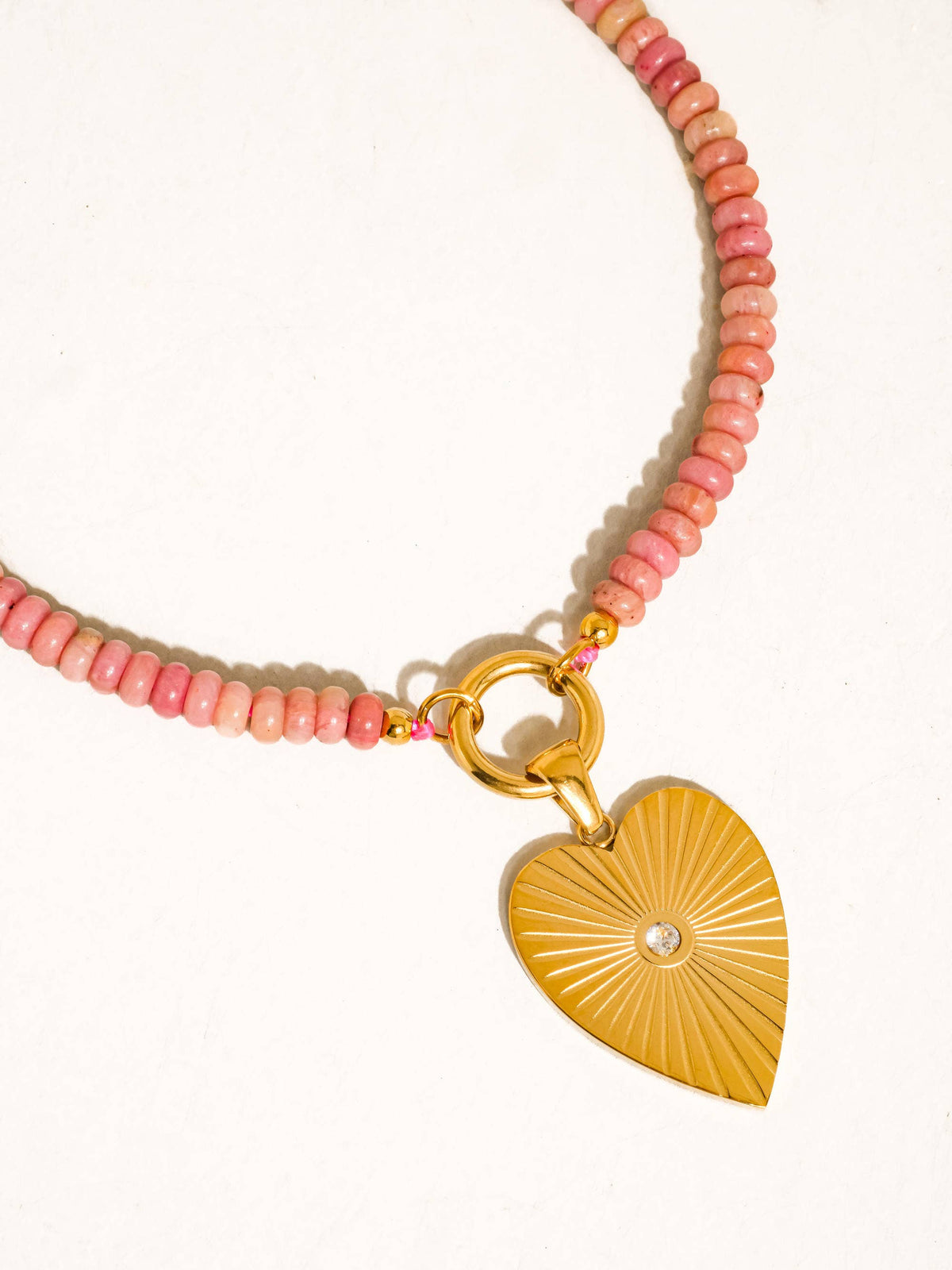 Islay 18K Gold Non-Tarnish Bobo Natural Stone Necklace: Pink