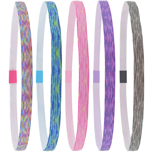 No Slip Elastic Thin Sports Headbands for Girls  Space Tie Dye